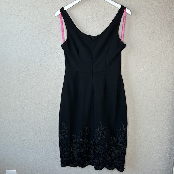 Betsy Johnson Embroidered Scalloped Hem Black Dress Size 4 - Picture 7 of 16